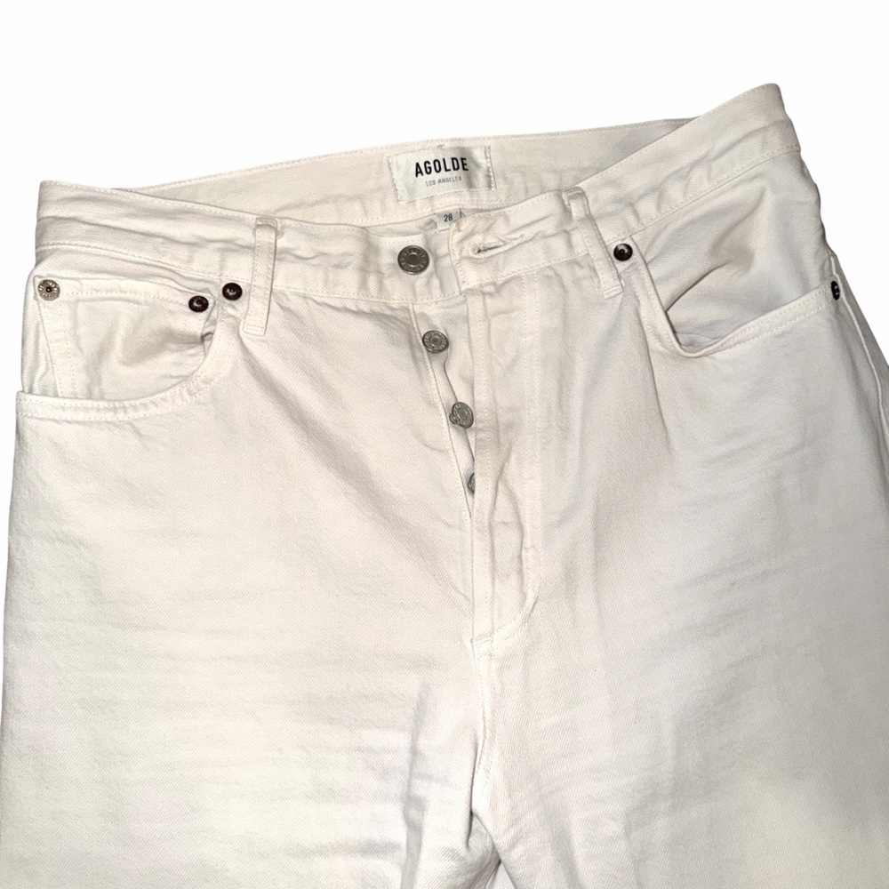 AGOLDE 100% Cotton 90'S PINCH WAIST HIGH RISE STRAIGHT MARSHMALLOW white 28 - Picture 6 of 8